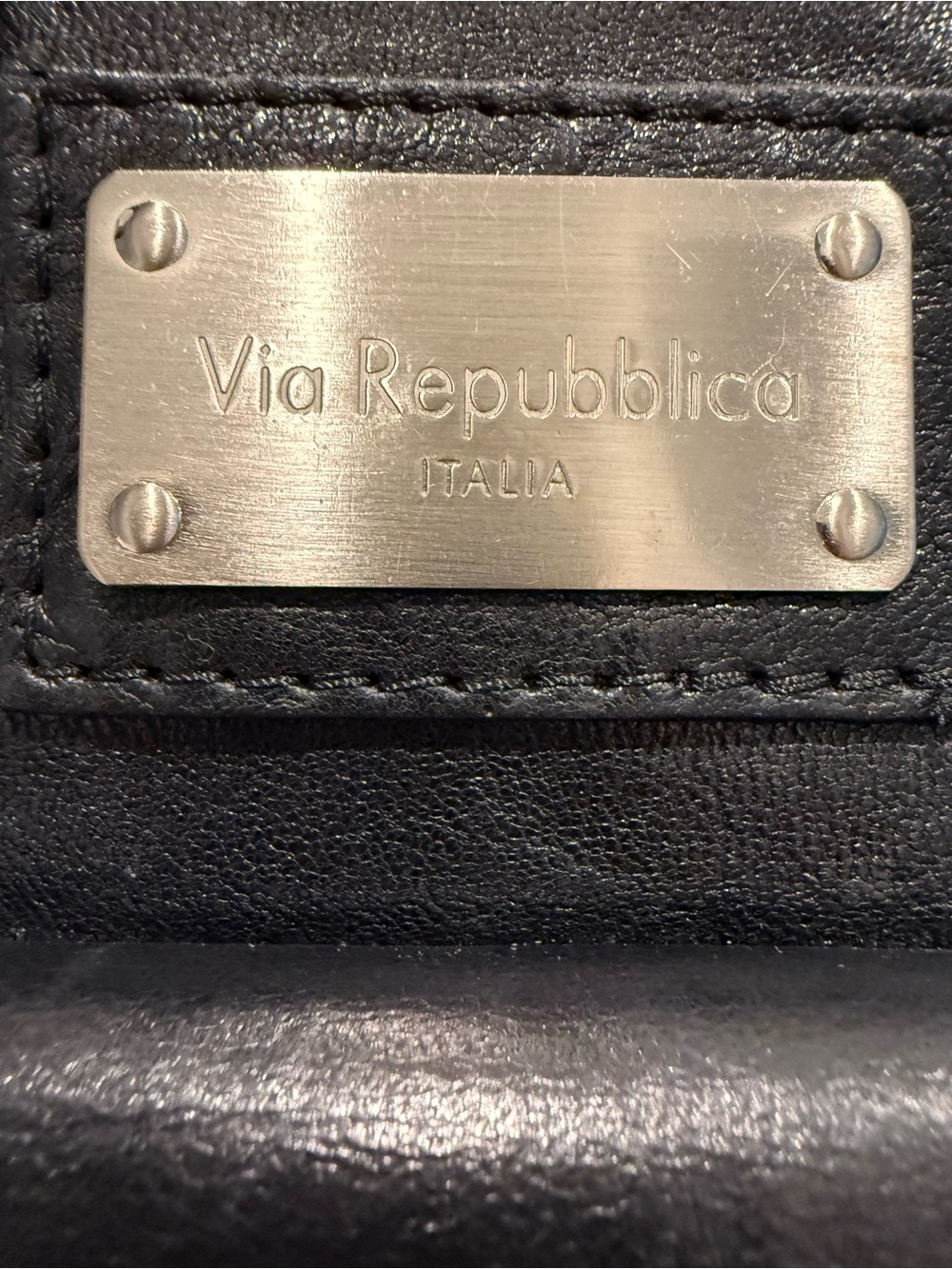 VIA REPUBBLICA NWOT Vintage Italian Leather Satchel Moto Utility Bag Black - Picture 4 of 11